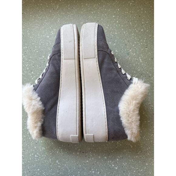J/Slides NYC Mellia Platform Suede Lace Up Faux Fur Sneaker Shoes Gray 9.5 - Picture 5 of 10